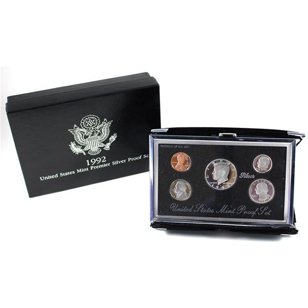 1992 USA 5-piece Mint Premier Silver Proof Set. Includes 3x .900 Silver Coins!
