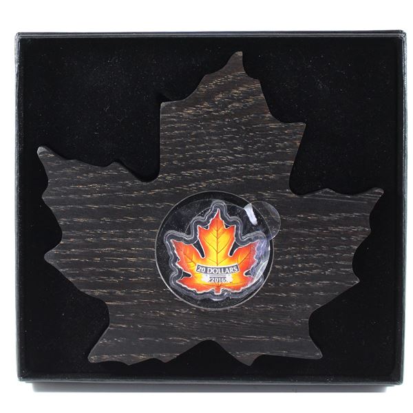2016 $20 Canada's Colourful Maple Leaf 1oz Fine Silver Maple Leaf Shaped Coin (Tax Exempt)