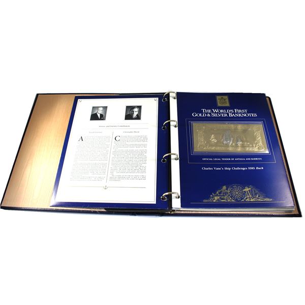 *1987-1988 Antigua & Barbuda $100 Treasure Ships and Pirates 11-Piece Set of Gold & Silver Banknotes