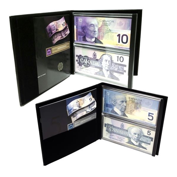 2x Lasting Impressions 1986-2001 2-piece Collections of Uncirculated Bank Notes with Identical Seria