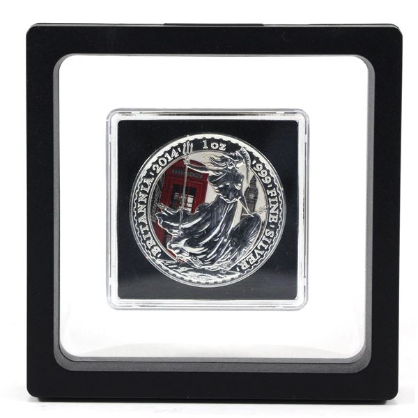 Great Britain 2014 £2 Britannia 1oz Fine Silver w/ Colour Enhancement & Display Frame (Tax Exempt)
