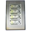 Image 1 : *Uncut Sheet 4x 1973 $1 'BFK' Prefix Crow-Bouey (BC-46b) Notes in Display Frame