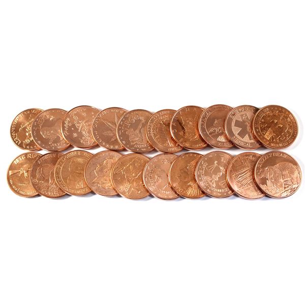 Mixed Lot of 20x 1oz Privately Minted .999 Fine Copper Rounds (Tax ...