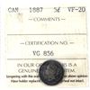 Image 1 : 1887 Canada 5-cent ICCS VF20