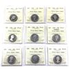 Image 1 : 1981-1984, 1989 & 1992-1995 Canada 25-cent ICCS PF-67 Ultra Heavy Cameo. 9pcs