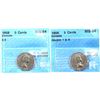 Image 1 : 1958 Canada 5-cent 8/8 and Double 1 & 8 CCCS MS64. 2pcs