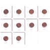 Image 1 : Lot of 10x 1974-1983 Canada Clipped Planchet Pennies.  Lot Includes: 1974 through 1983. 10pcs.