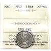 Image 1 : 1952 Macau 1 Pataca ICCS Certified MS-64