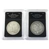 Image 1 : 1882 & 1883 USA Morgan Silver Dollars in Bradford Exchange Holders. 2pcs