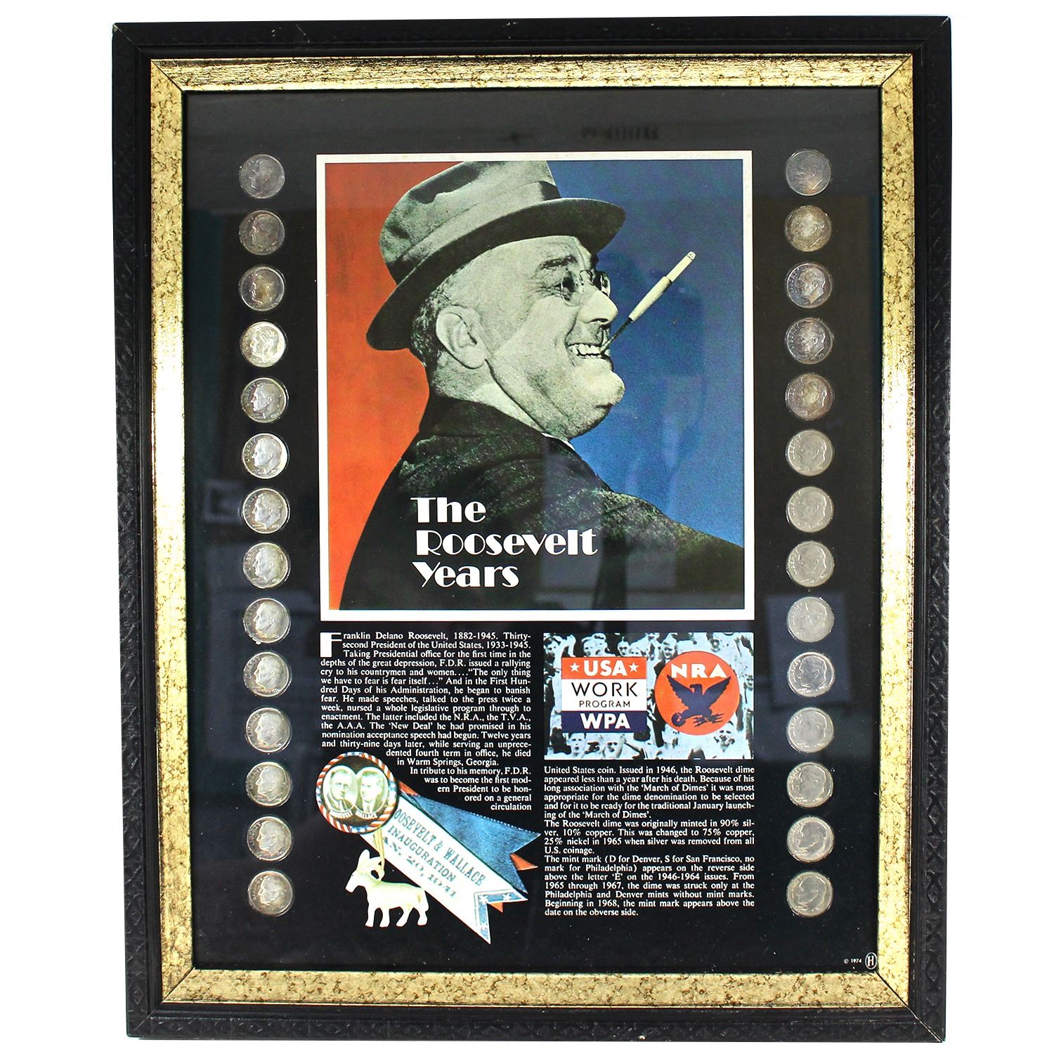 *USA The Roosevelt Years Set of 28x Dimes (1946 through 1975) in Wooden ...