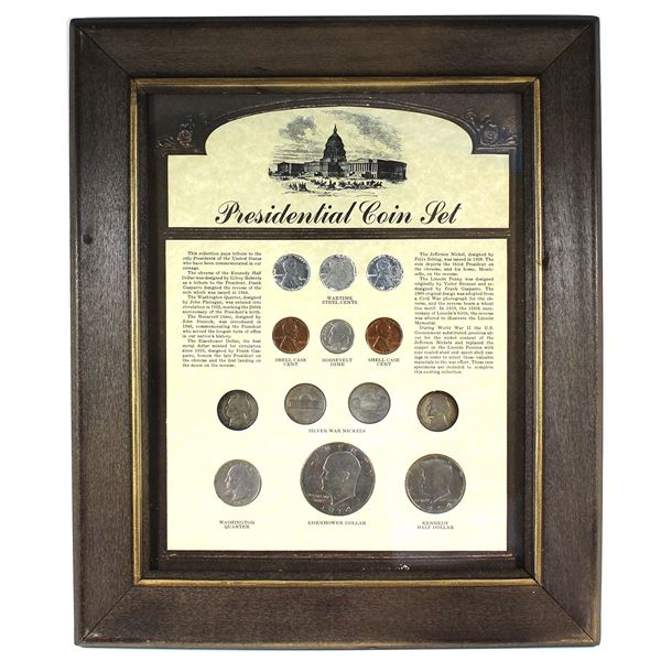 *USA Presidential Coin Set of 13x Coins in Wooden Display Frame