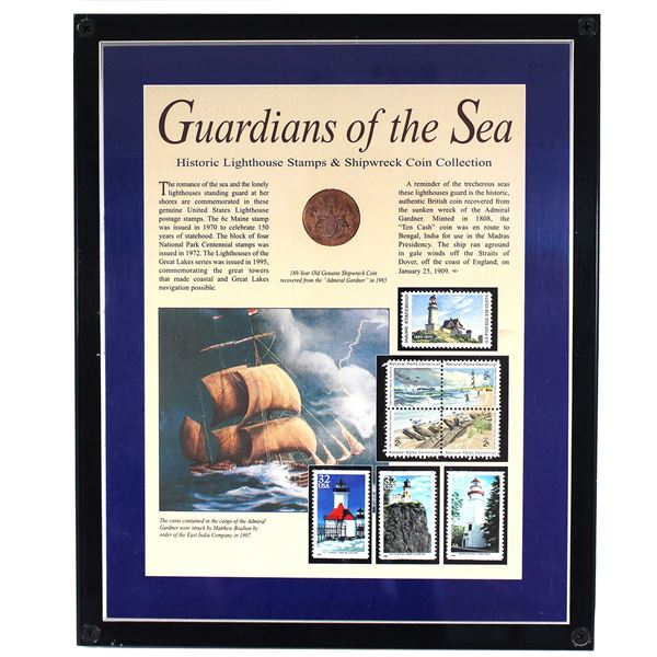 *USA Guardians of the Sea 1-coin Set with 8x Stamps in Acrylic Display Frame