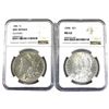 Image 1 : USA Silver Morgan Dollar 1886 UNC Details (clnd) & 1898 MS62 NGC Certified. 2pcs.