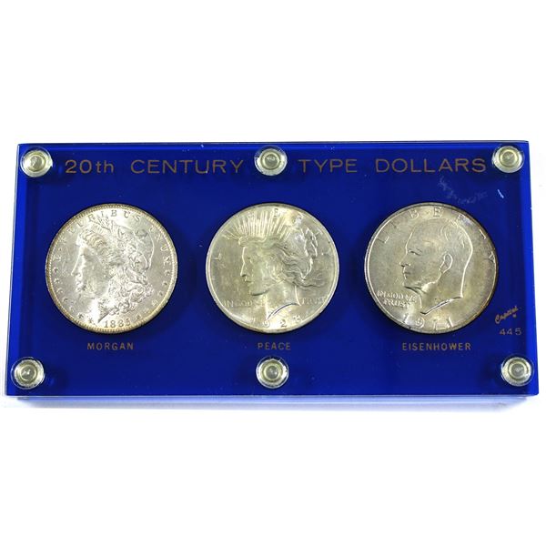 USA 1885-1971 3-piece Dollar Set in Blue Plastic Holder