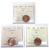 Image 1 : 1-cent 1938, 1939 & 1940 ICCS MS65 RED. 3pcs