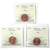Image 1 : 1-cent 1988, 1989 & 1990 ICCS MS66 Red. 3pcs.