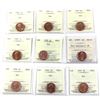 Image 1 : 1-cent 1990, 1992, 1993, 1994, 1995, 1996, 1998, 1999P Numismatic BU & 1999 ICCS MS65 Red. 9pcs.
