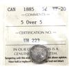 Image 1 : 5-cent 1885 5 Over 5 ICCS VF20. Elegant Russet Hues Throughout