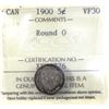 Image 1 : 5-cent 1900 Round 0 ICCS VF30. Beautiful Rainbow Bullseye Toning