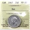 Image 1 : 25-cent 1947 Dot ICCS VF30