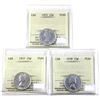 Image 1 : 25-cent 1955, 1957 & 1958 ICCS PL66. 3pcs.