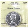 Image 1 : 50-cent 1955 ICCS PL66 Heavy Cameo. Full white coin with Mirror finishes.