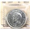 Image 1 : $1 1937 ICCS MS64. Bright brilliant coin.
