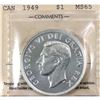 Image 1 : $1 1949 ICCS MS65. A near flawless coin with Mirror finishes.