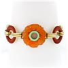 Image 2 : Vintage Handmade 18k Gold GIA Orange Carved Carnelian Red Green Enamel Bracelet