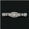 Image 2 : Antique Art Deco Platinum Diamond & Sapphire Milgrain Filigree Bar Pin Brooch