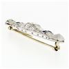 Image 6 : Antique Art Deco Platinum Diamond & Sapphire Milgrain Filigree Bar Pin Brooch