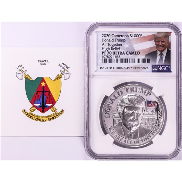 2020 Cameroon S1000F Donald Trump All Together High Relief PF 70 Ultra Cameo 1oz