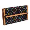 Image 3 : Louis Vuitton Black Multicolor Monogram Canvas Leather Porte Tresor Wallet
