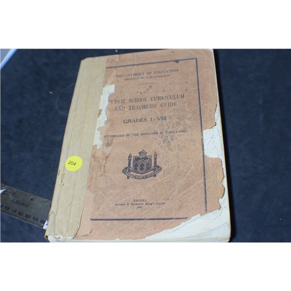 1931 Sask Teachers Curriculum