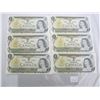 Image 1 : 6 One Dollar Notes 1973 Crisp