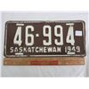 Image 1 : 1949 Saskatchewan License Plate