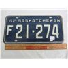 Image 1 : 1962 Saskatchewan License Plate