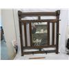 Image 1 : Antique Large Oak Hall Mirror with Hooks (crack in bottom corner)