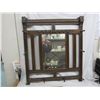Image 2 : Antique Large Oak Hall Mirror with Hooks (crack in bottom corner)