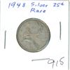 Image 1 : CANADA 1948 - 25 CENT SILVER, RARE