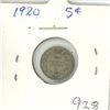 Image 1 : CANADA 1920 - 5 CENT SILVER