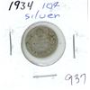 Image 1 : CANADA 1934 - 10 CENT SILVER