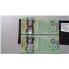 Image 2 : TWO CANADA $20 BANKNOTES ISSUED 2015 - CRISP, S/N IN NUMERICAL ORDER