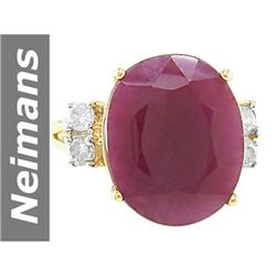 13.99 ct Ruby & Diamond Ring 14kt Gold