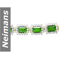 14.58 ct Chrome Diopside & Diamond Bracelet 14kt Gold