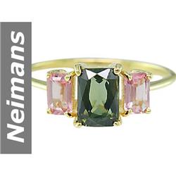 1.97 ct Green, Pink Tourmaline Ring 14kt Gold