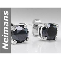 Charming 1.10 ct Black Diamond Earrings 14kt Gold