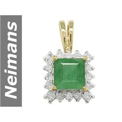 Charming 1.19 ct Emerald & Diamond Pendant 14kt Gold