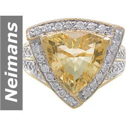 4.75 ct Citrine & Diamond Ring 14kt Gold
