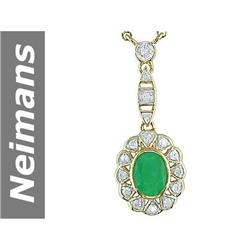 1.30 ct Emerald & Diamond Necklace 14kt Gold